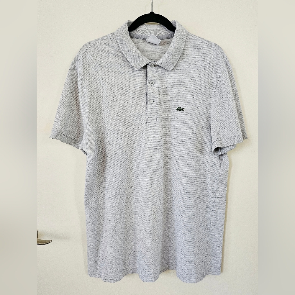 Lacoste Men's Gray Striped Polo Shirt